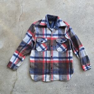 Vtg 70s Silton Flannel Shirt Men's Sz 18 Plaid Wool Fuzzy Lumberjack